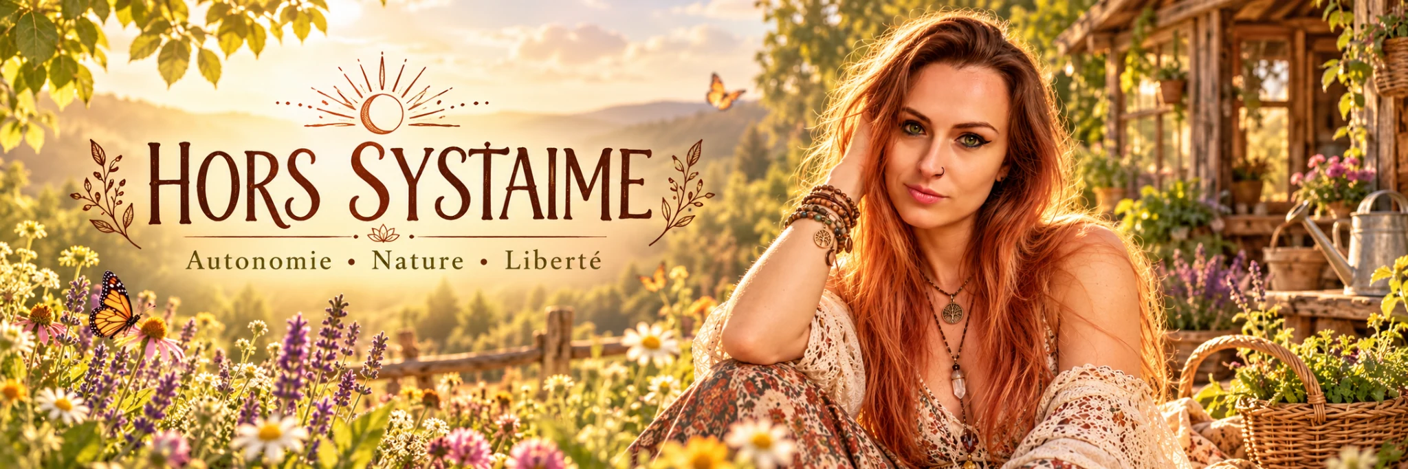 HORS SYSTAIME : autonomie, nature et liberté — portrait dans un jardin fleuri