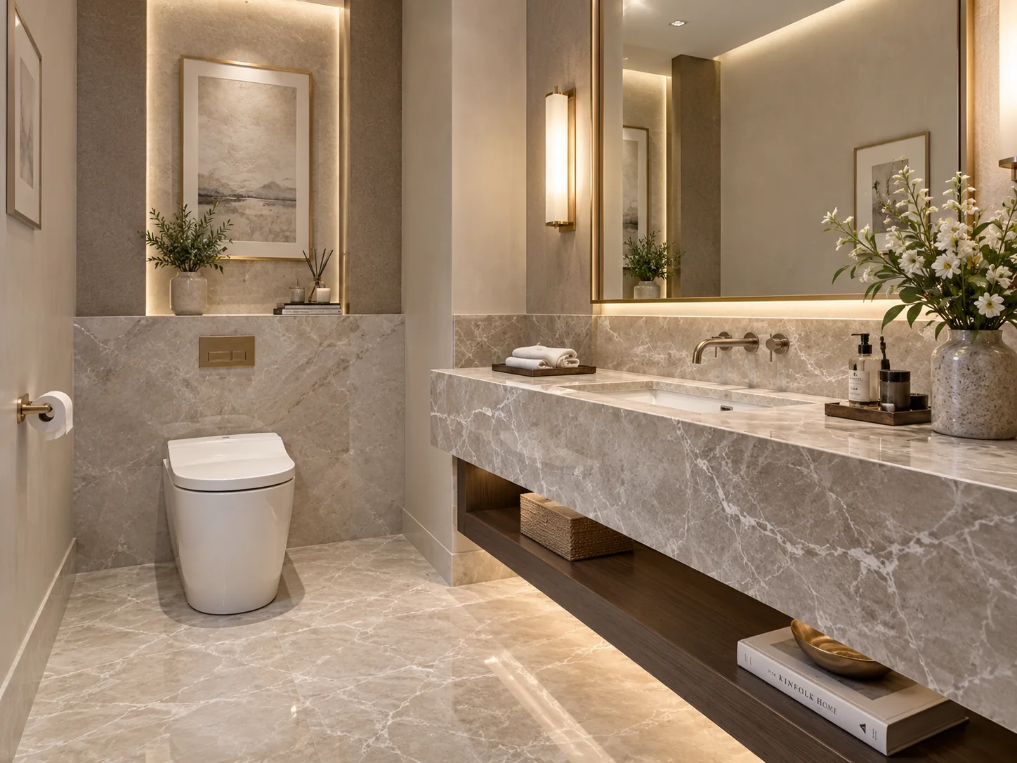Sanitaires et lavabo haut de gamme impeccables