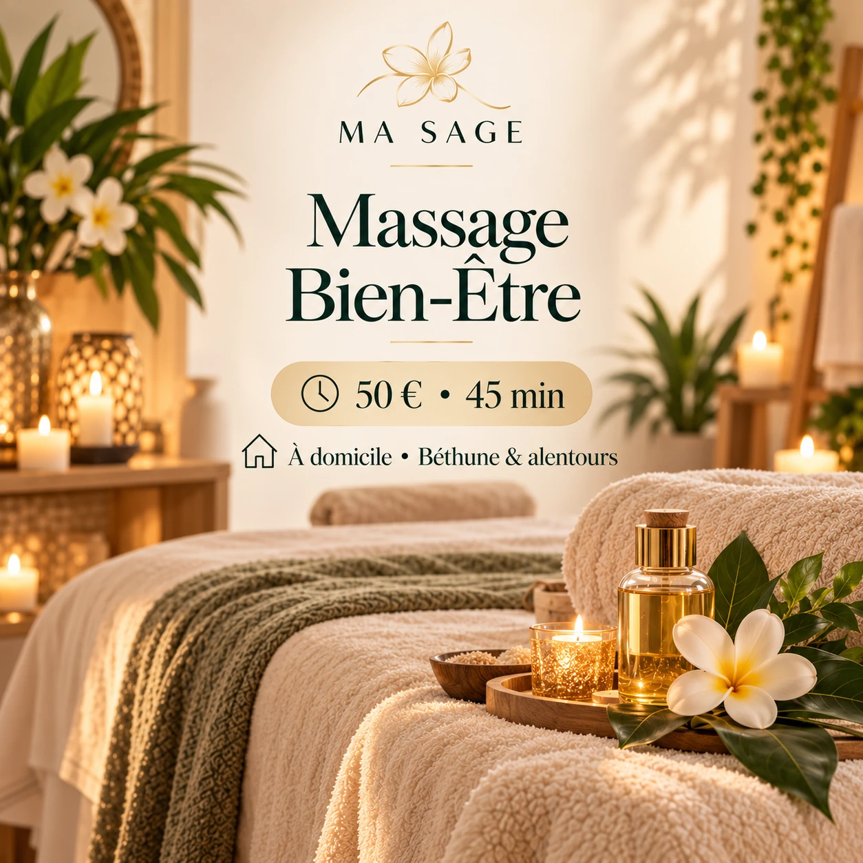 Carte tarifaire du massage bien-être MA SAGE