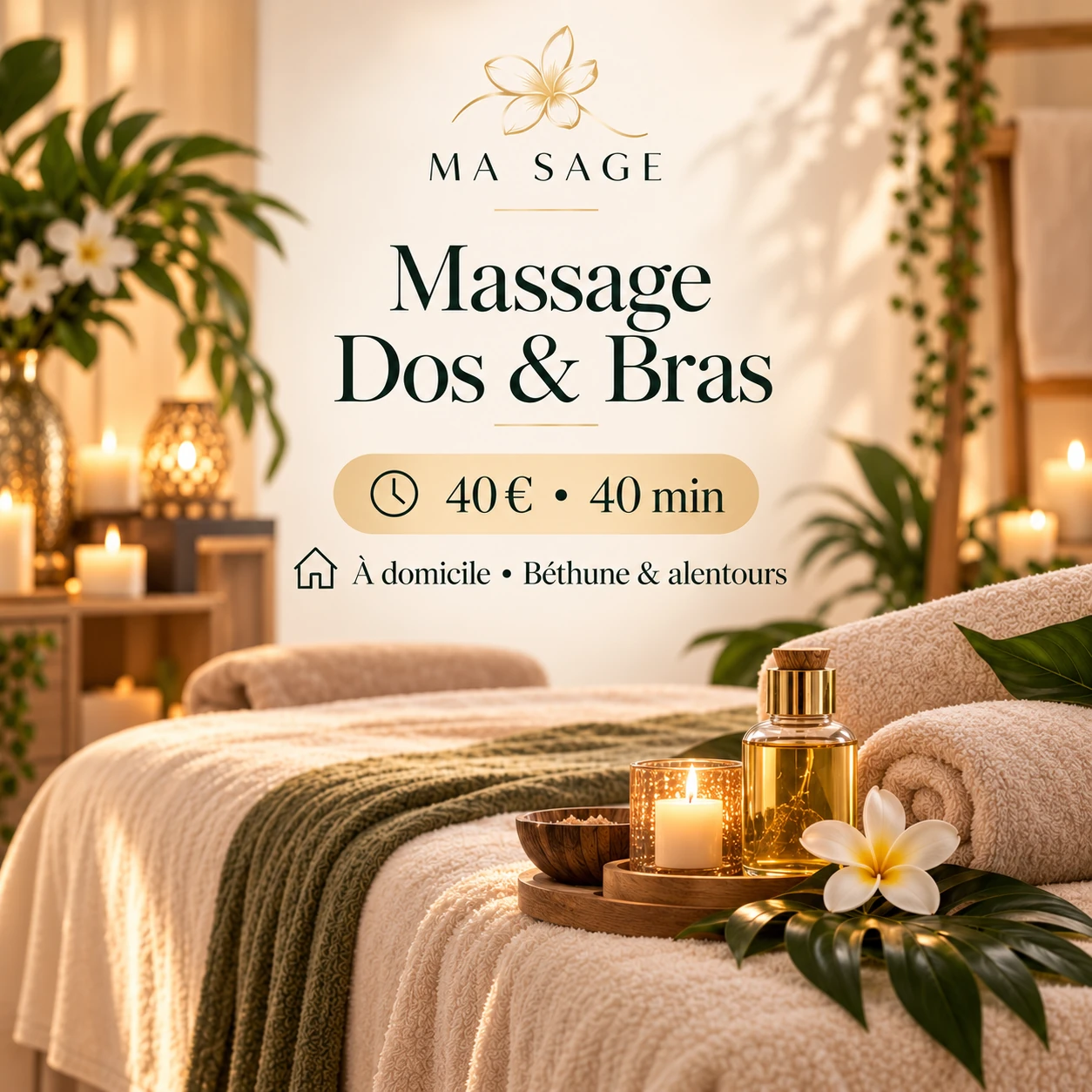 Carte tarifaire du massage dos et bras MA SAGE