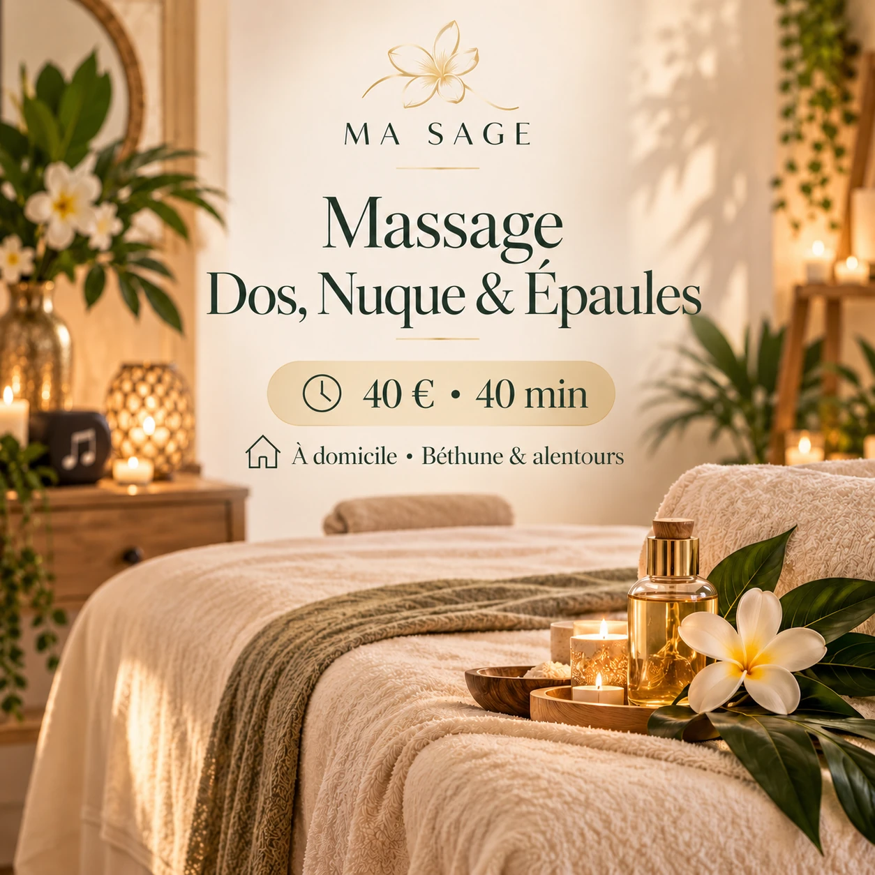 Carte tarifaire du massage dos, nuque et épaules MA SAGE