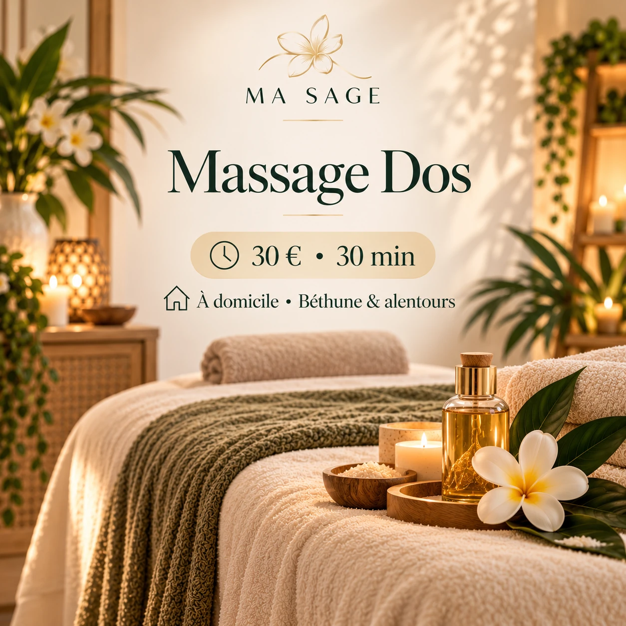Carte tarifaire du massage dos MA SAGE