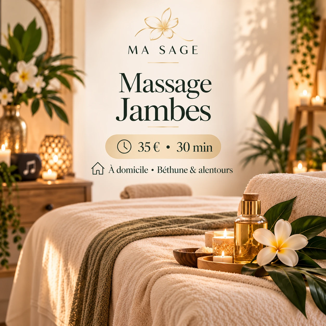 Carte tarifaire du massage jambes MA SAGE