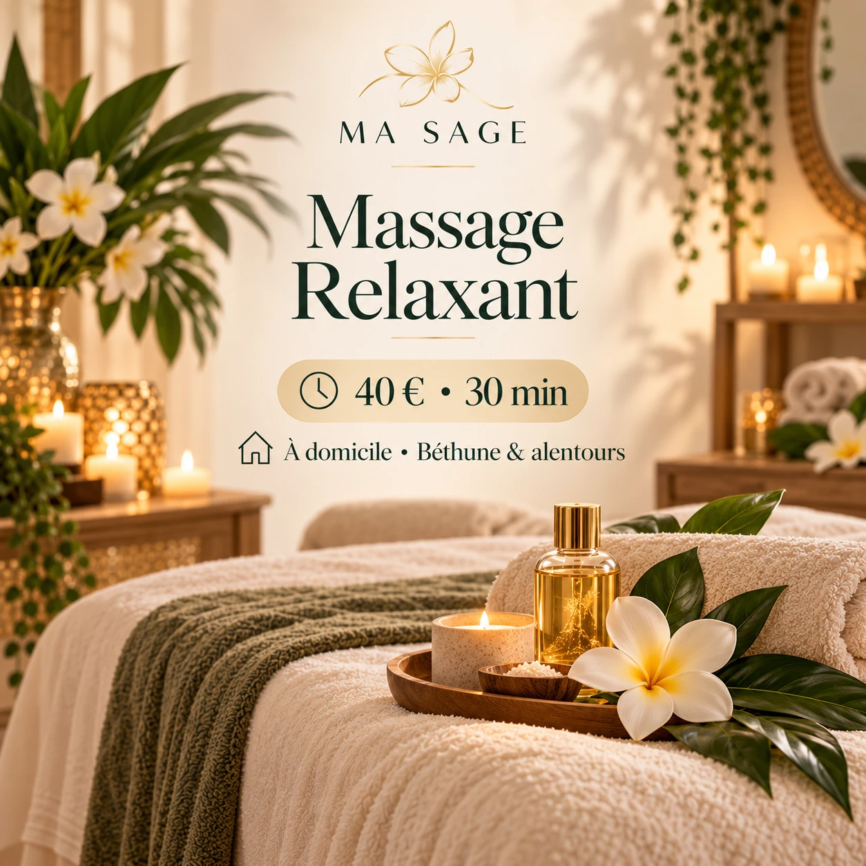 Carte tarifaire du massage relaxant MA SAGE