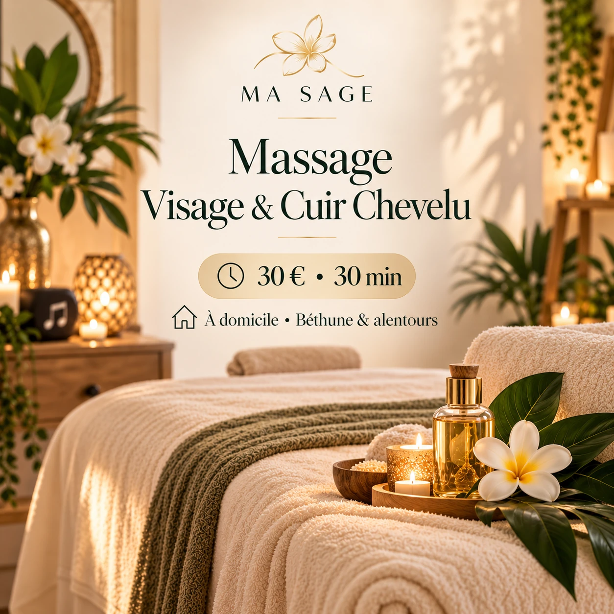 Carte tarifaire du massage visage et cuir chevelu MA SAGE